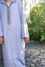 Lavender Linen thobe — front detail