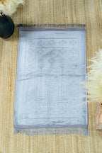 Silver Sajadah prayer mat — pattern view laid flat
