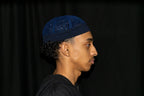 Navy Kufi prayer cap — right side view