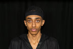 Charcoal Kufi prayer cap — front view