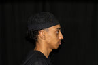Charcoal Kufi prayer cap — right side view