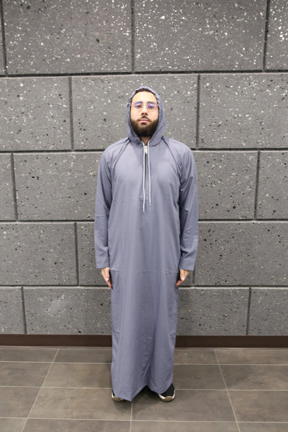 Grey Hooded Thobe