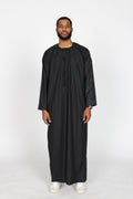 Carbon Emirati thobe — full-length front view