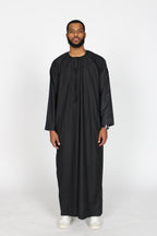 Carbon Emirati thobe — full-length front view