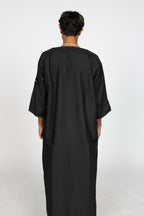 Charcoal Linen thobe — back view