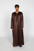 Mocha Emirati thobe — full-length front view